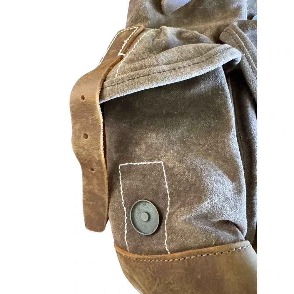 Vintage Style Waxed Canvas Leather Rucksack Backpack Buckle Flap Unisex